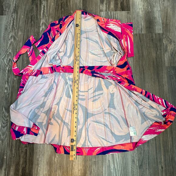 NWOT Lilly Pulitzer Amoritta Wrap Mini Dress Women Small Bomber Blue Plume Bloom - Picture 6 of 10